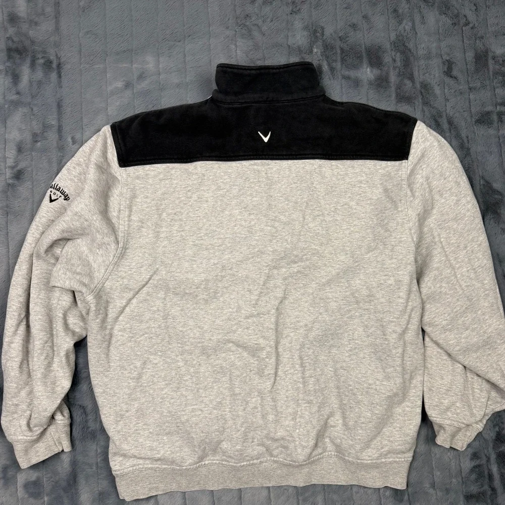 Callaway Golf Sport Mens Large Gray Brushed Fleece Quarter Zip Pullover Sweater